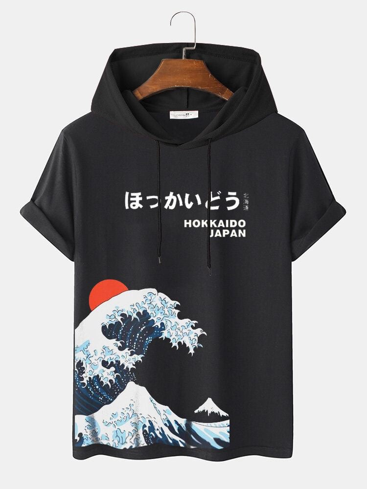 Kangawa waves Hooded T-shirt