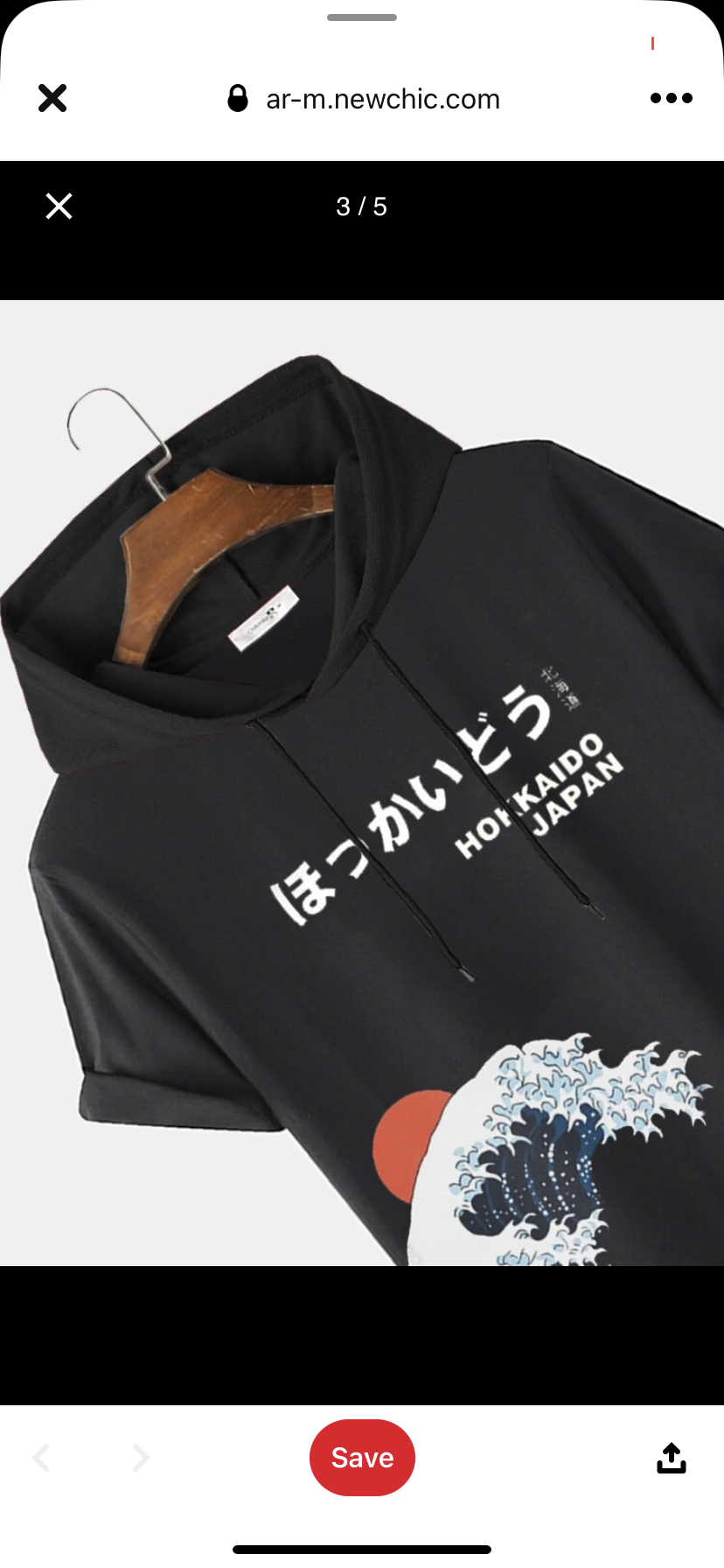 Kangawa waves Hooded T-shirt