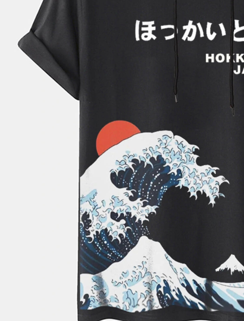 Kangawa waves Hooded T-shirt